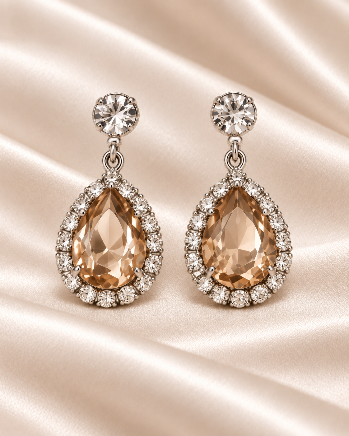 Matching champagne crystal earrings