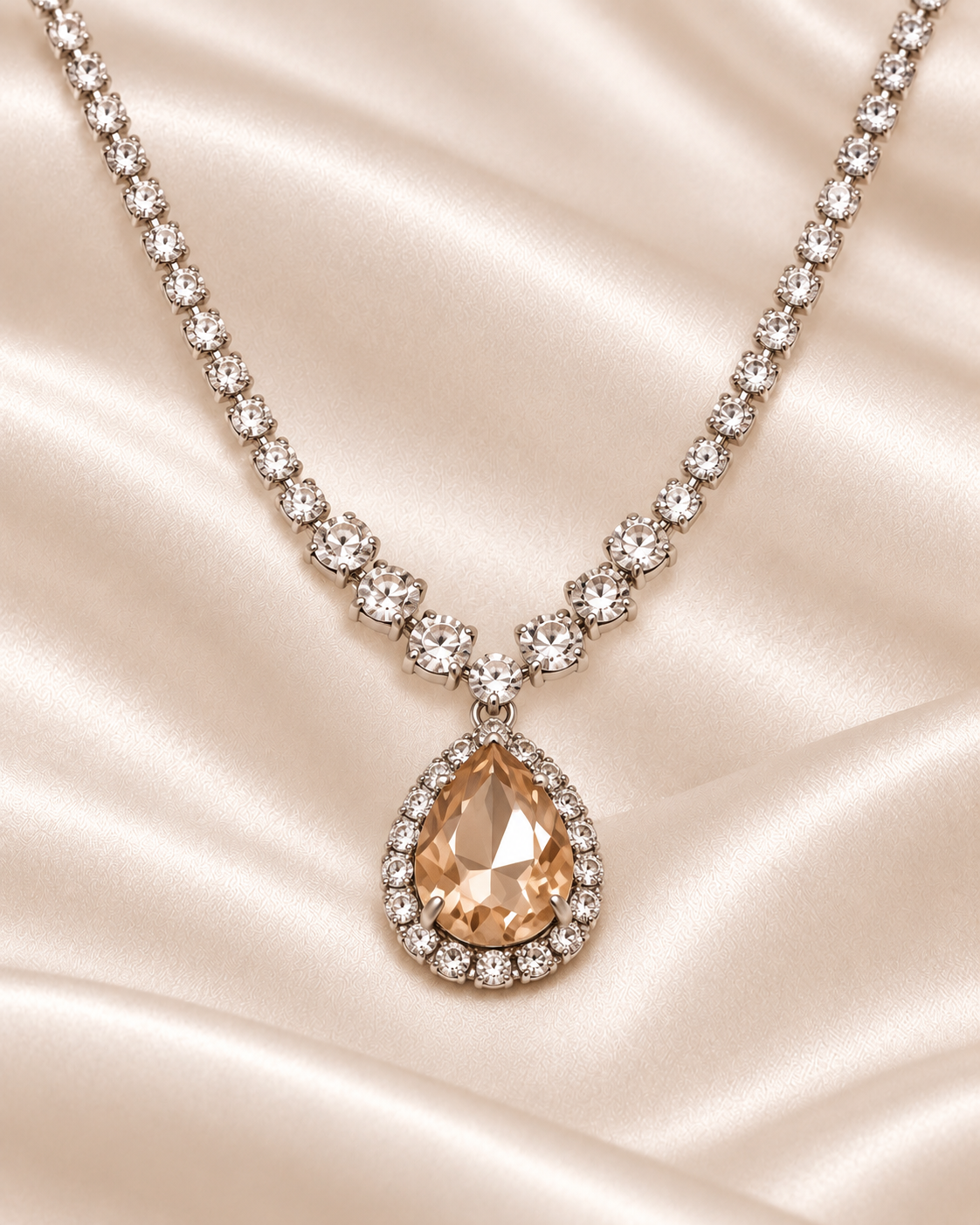 Matching champagne crystal necklace