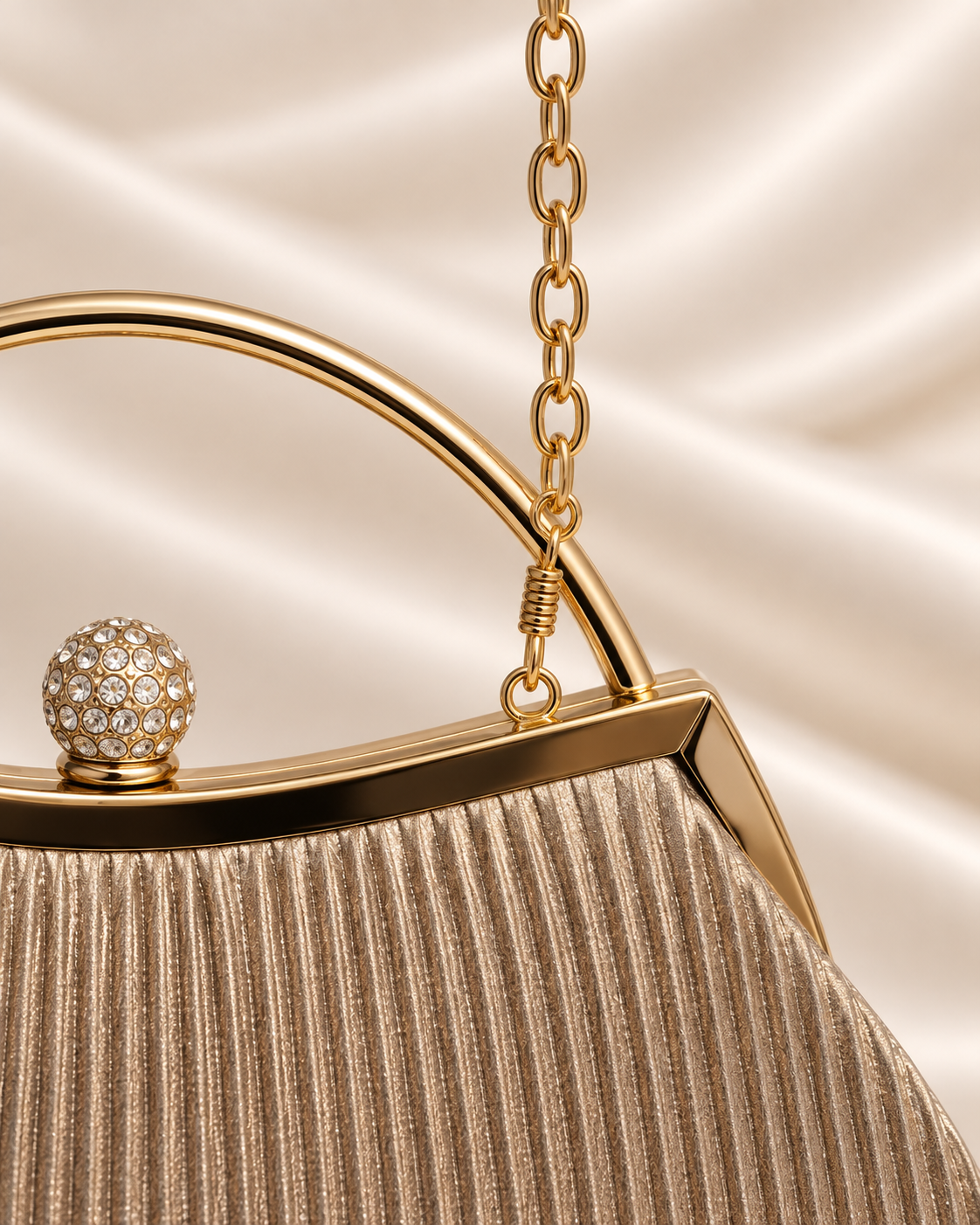 Gold chain and attachment hardware detail