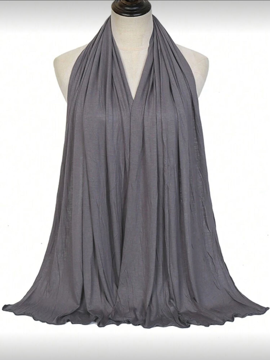 Charcoal Grey Essential Jersey Hijab on mannequin