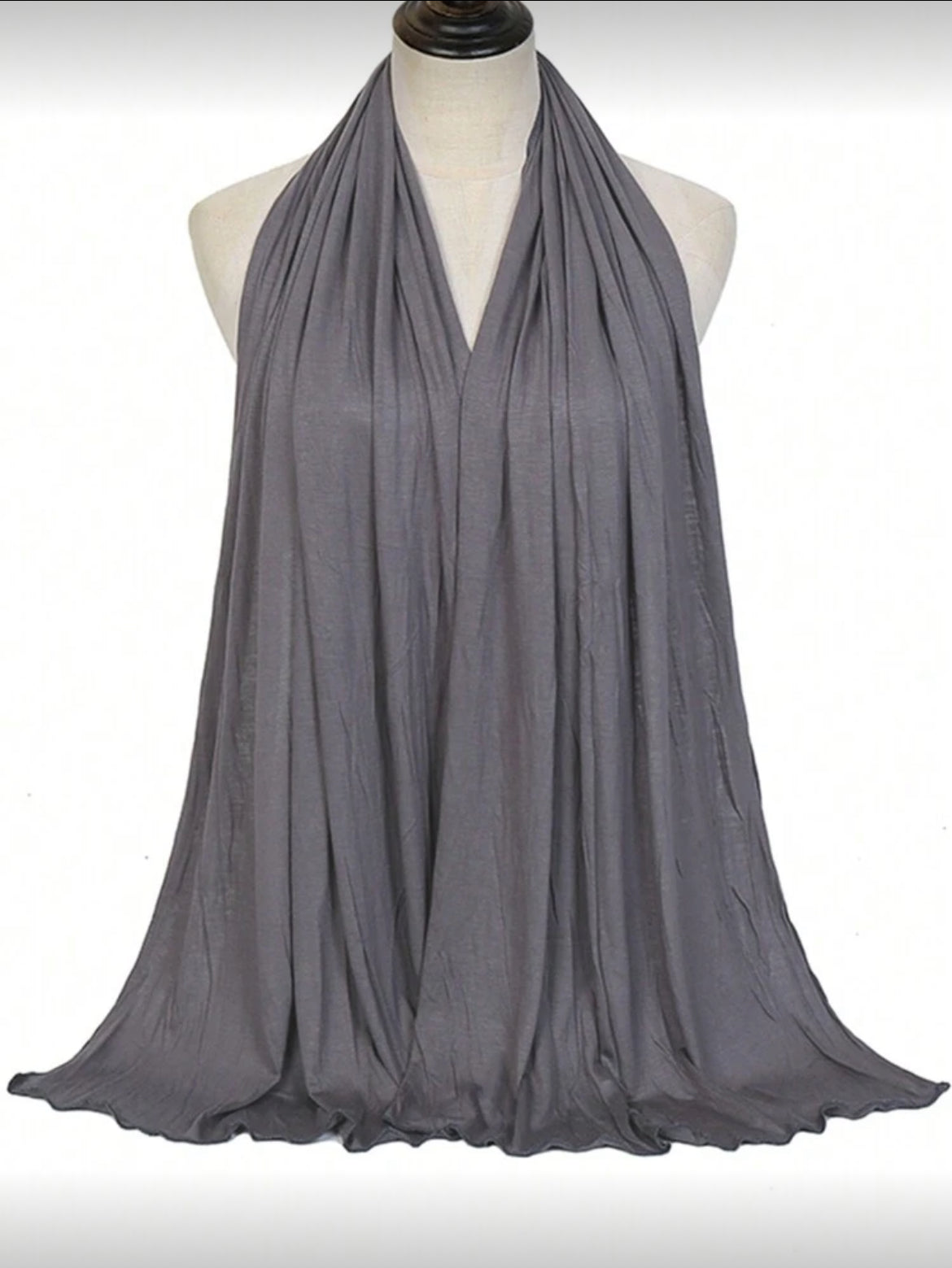 Charcoal Grey Essential Jersey Hijab on mannequin