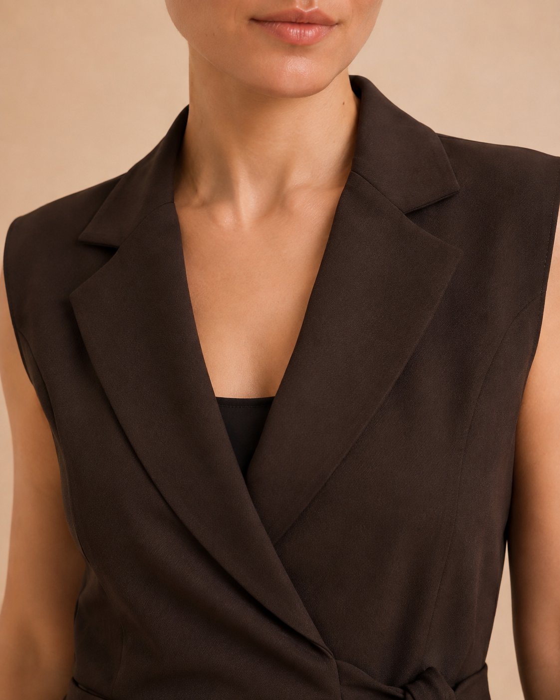 Chocolate tailored set - collar detail