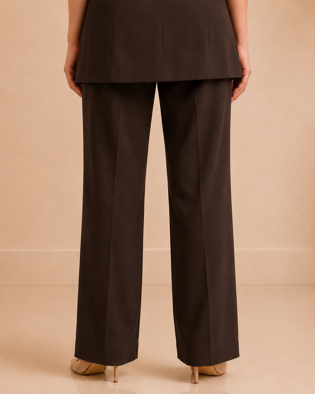 Chocolate tailored set - trouser back detail