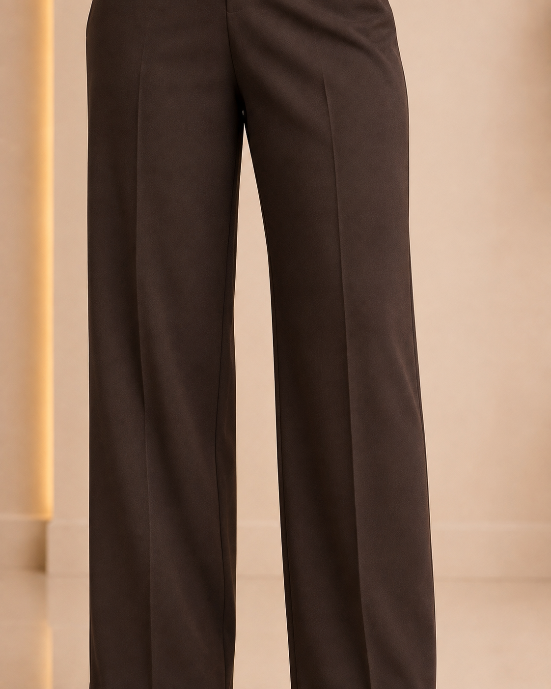 Chocolate tailored set - trouser front detail