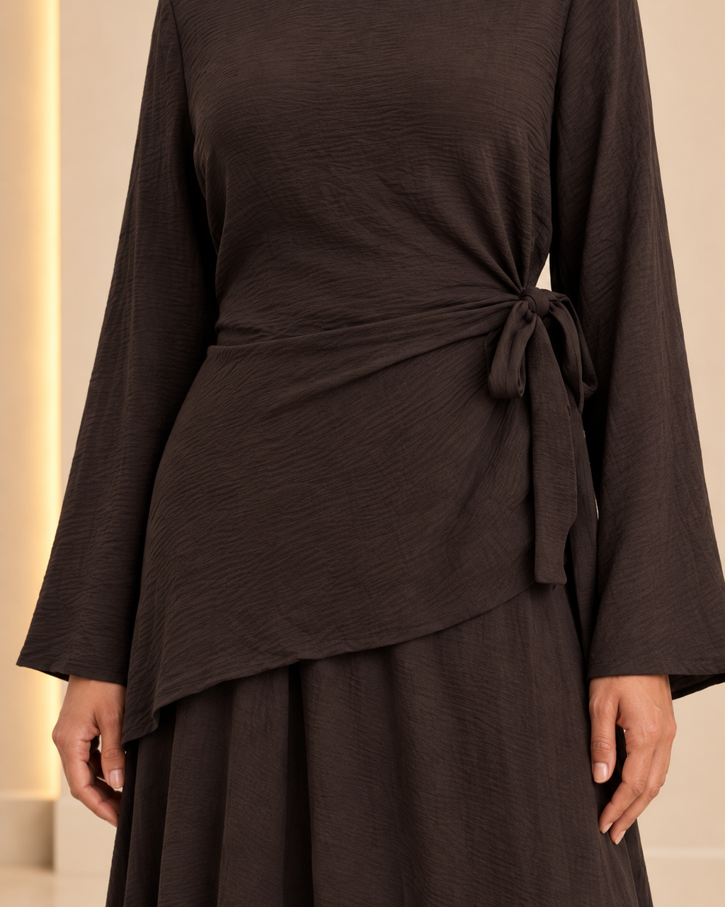 Side tie and wrap detail