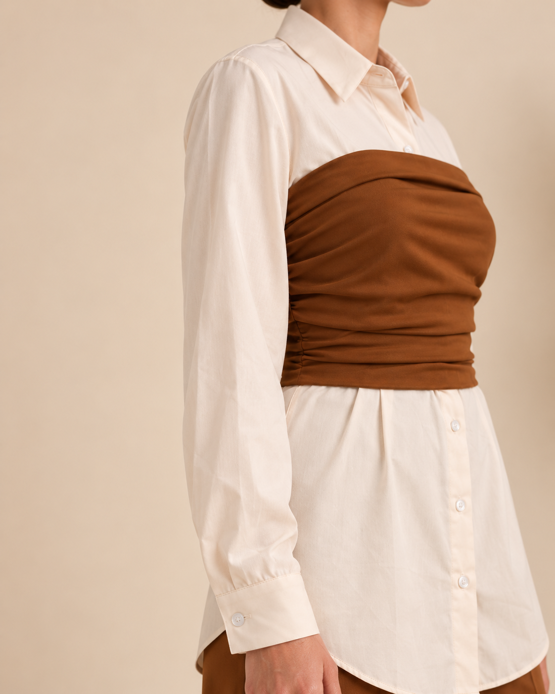 Side ruching and sleeve detail