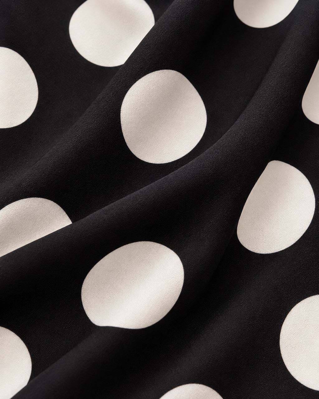 Black fabric with white polka dot texture detail