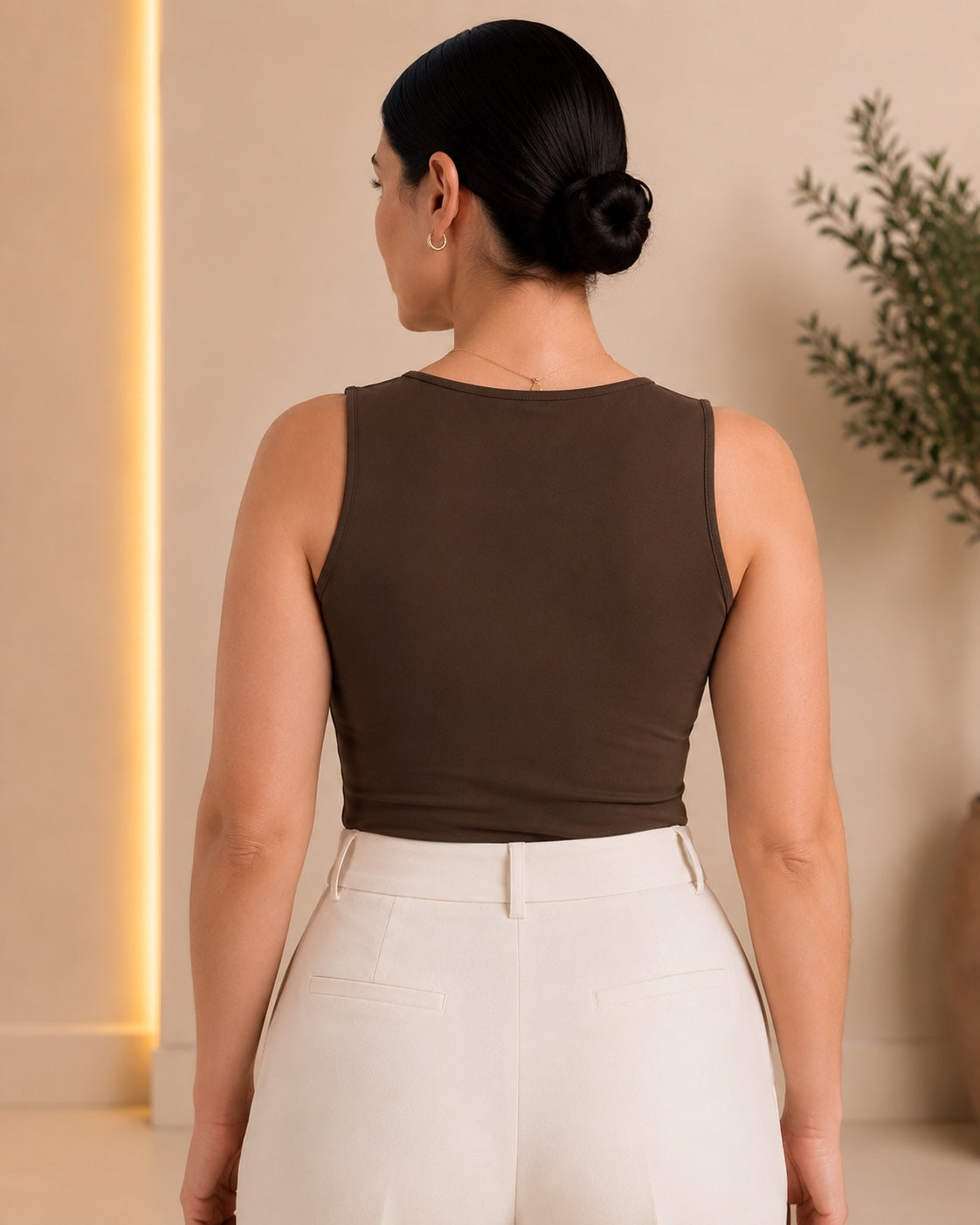 Mocha Sleeveless Essential Top - back view