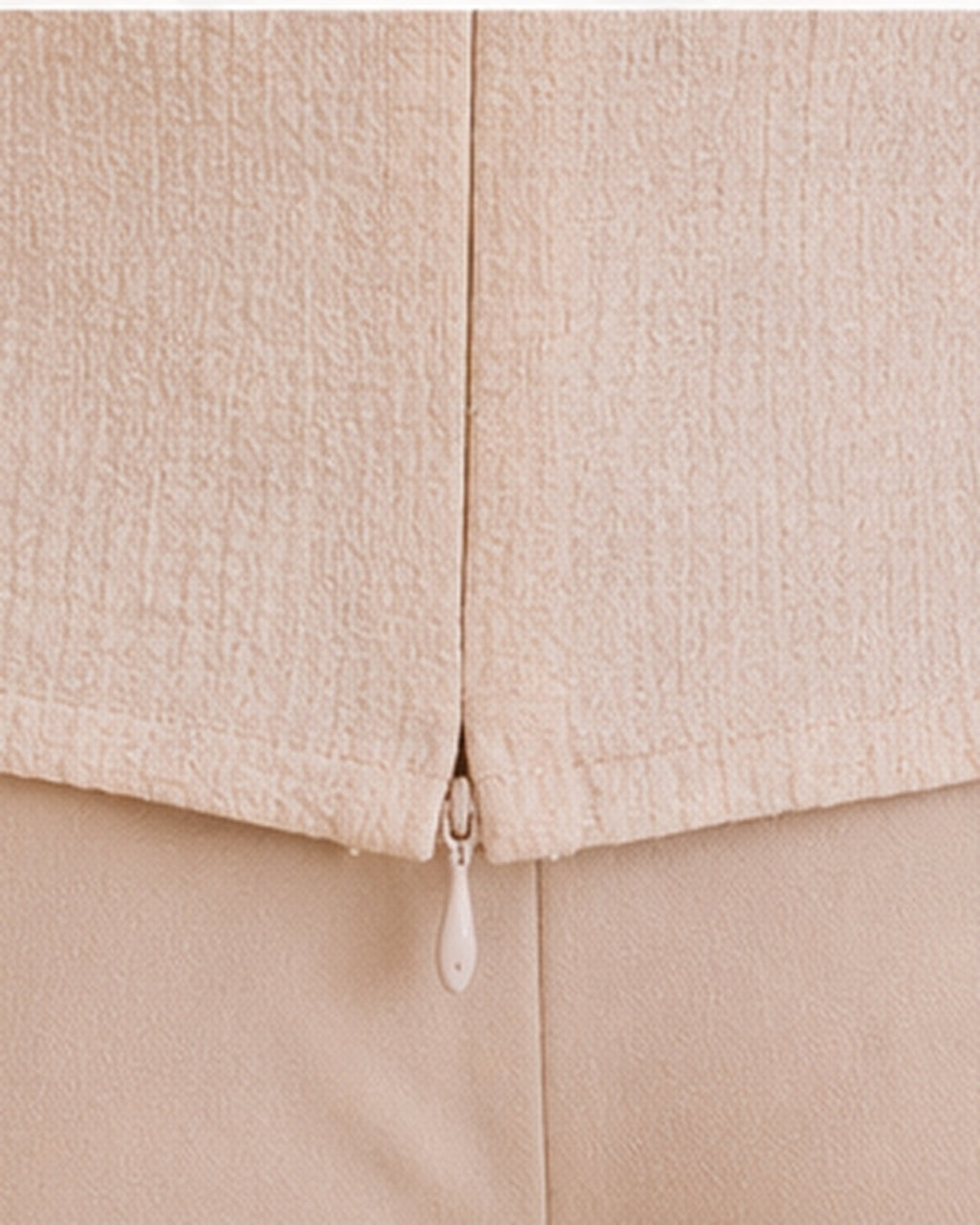 Back seam and zipper close-up