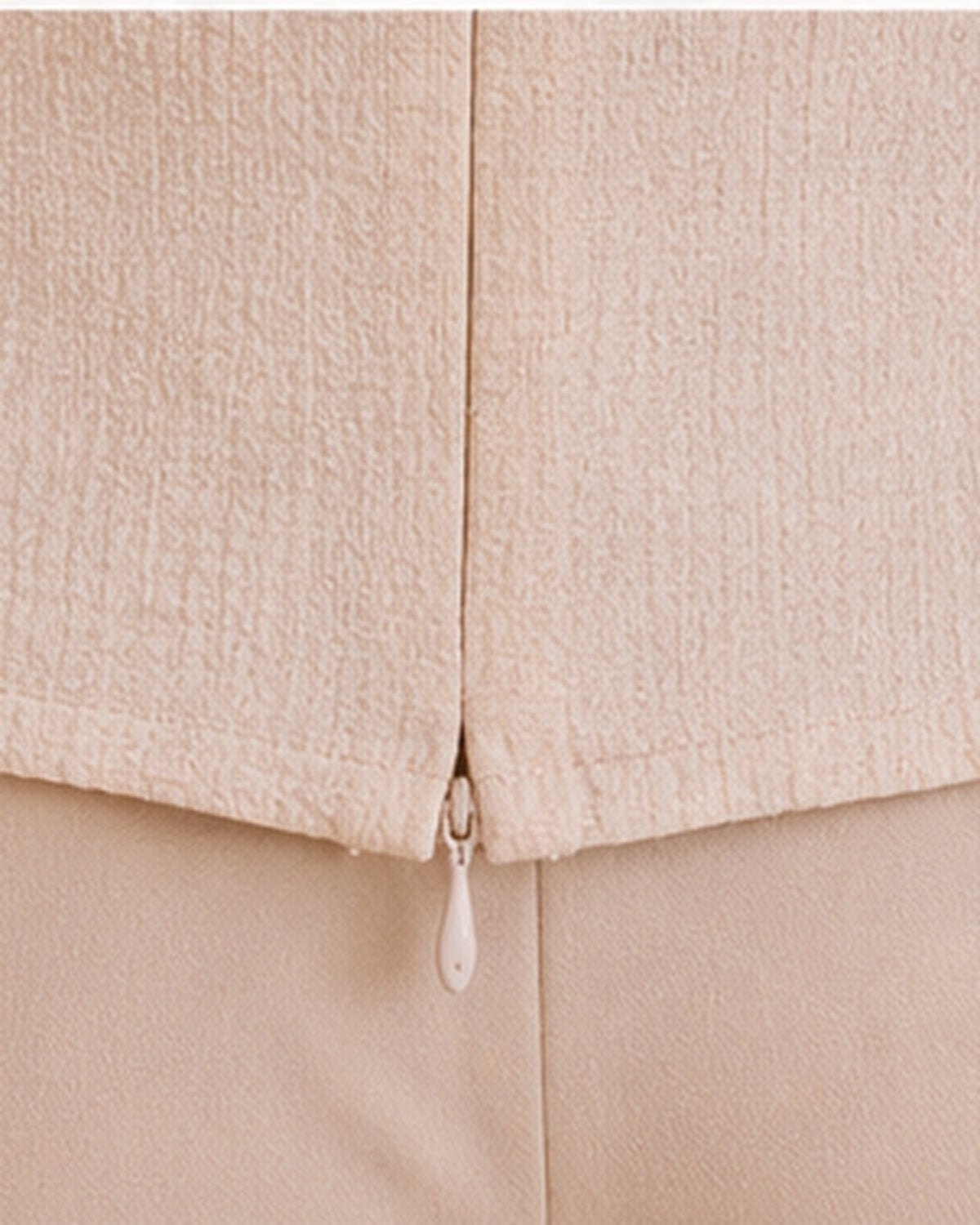 Back seam and zipper close-up