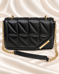 Black geometric quilted chain shoulder bag - main view