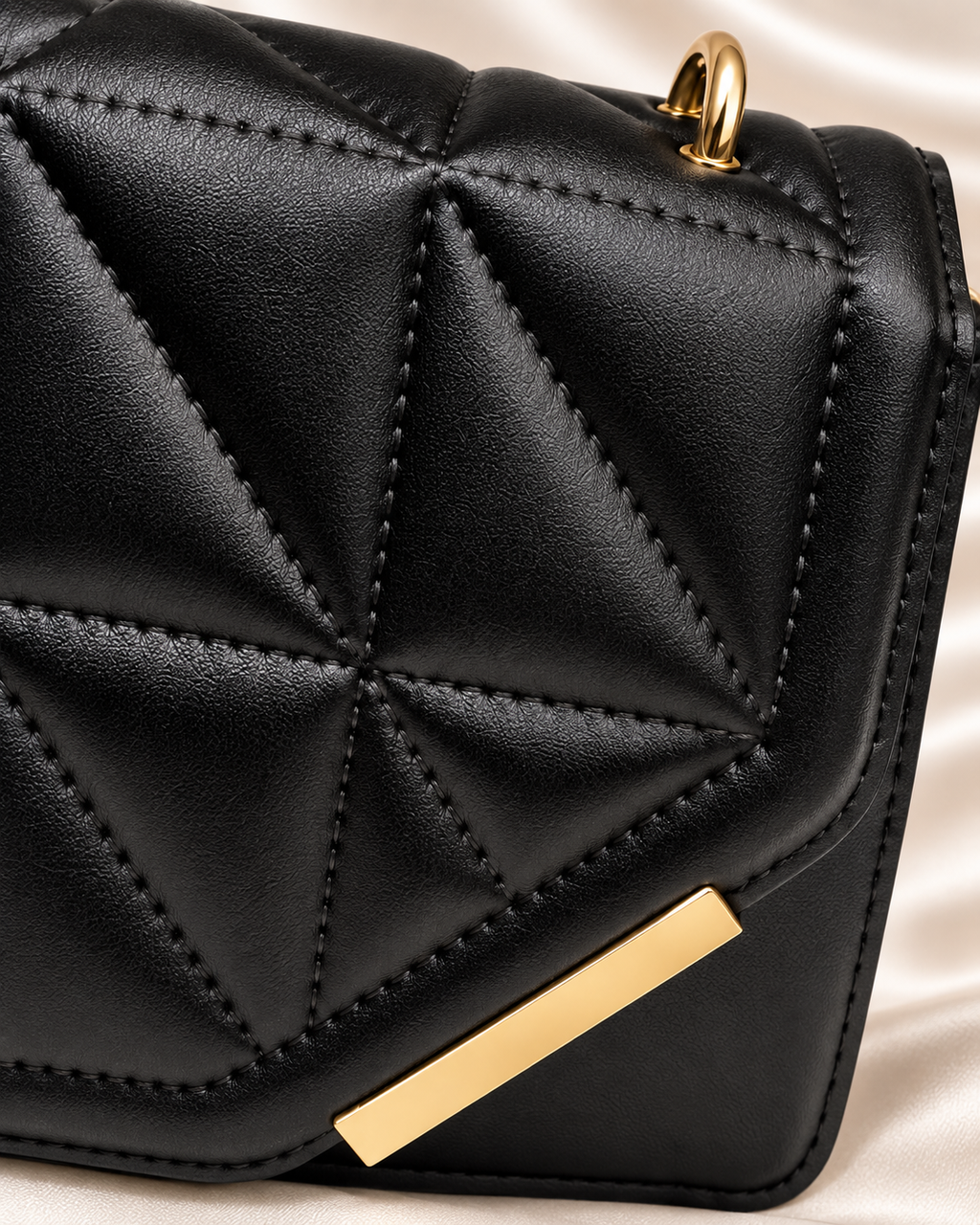 Black leather texture and stitching detail
