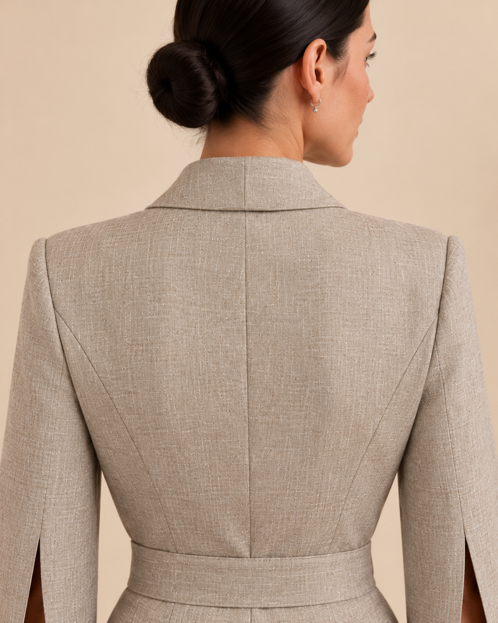 Back collar and upper back tailoring detail