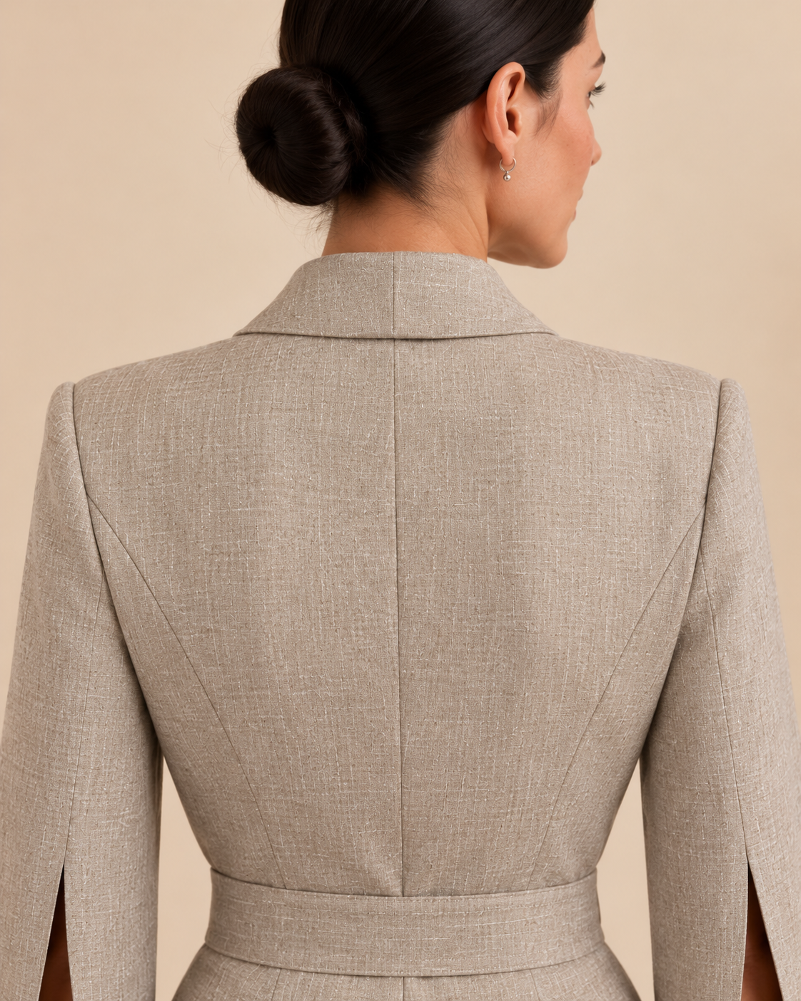 Back collar and upper back tailoring detail