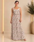 Front view of Floral Cross-Back Maxi Dress