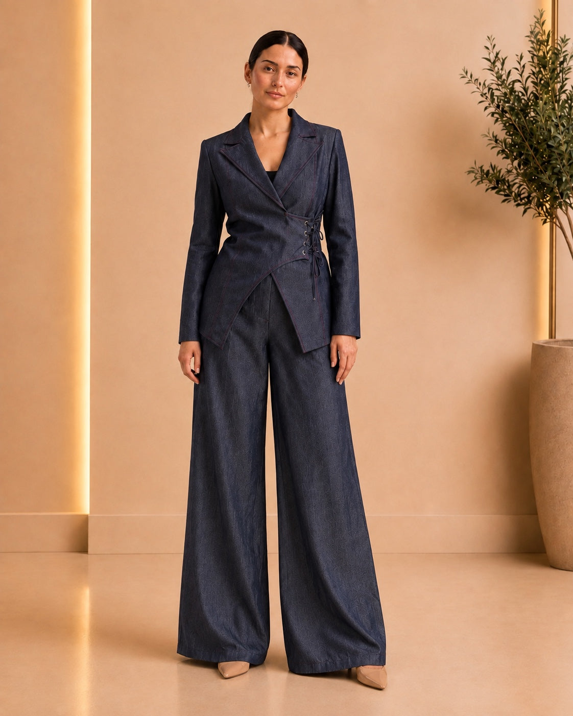Indigo Corset Tailored Set front view