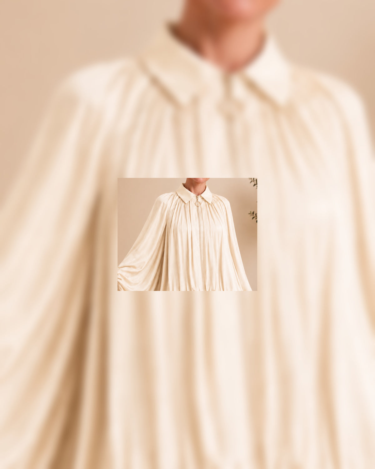 Front pleats and gathers detail