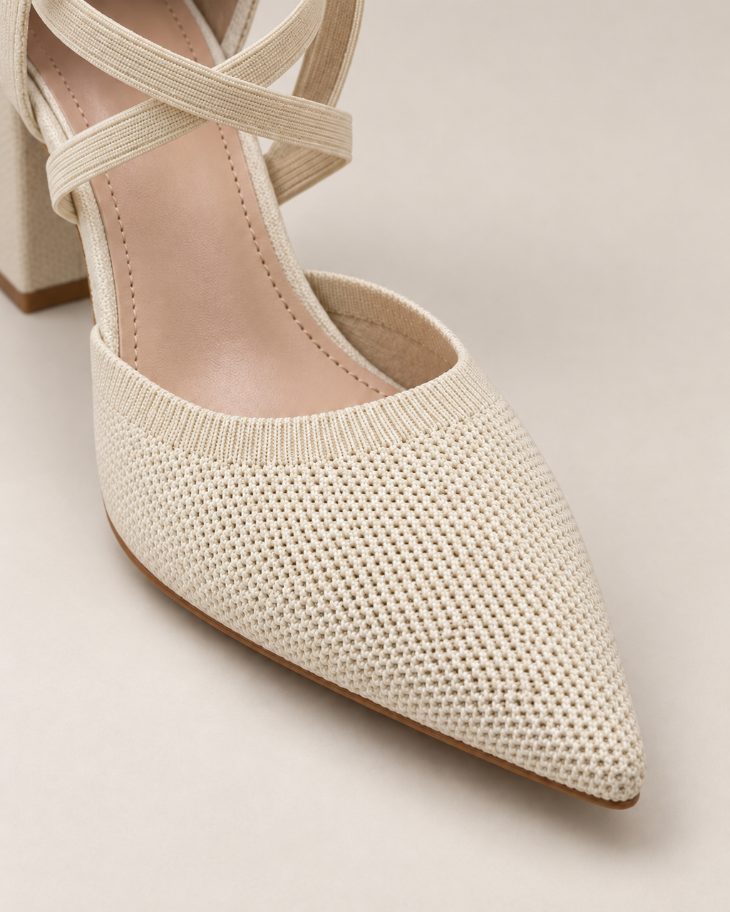 Pointed toe and knitted vamp detail