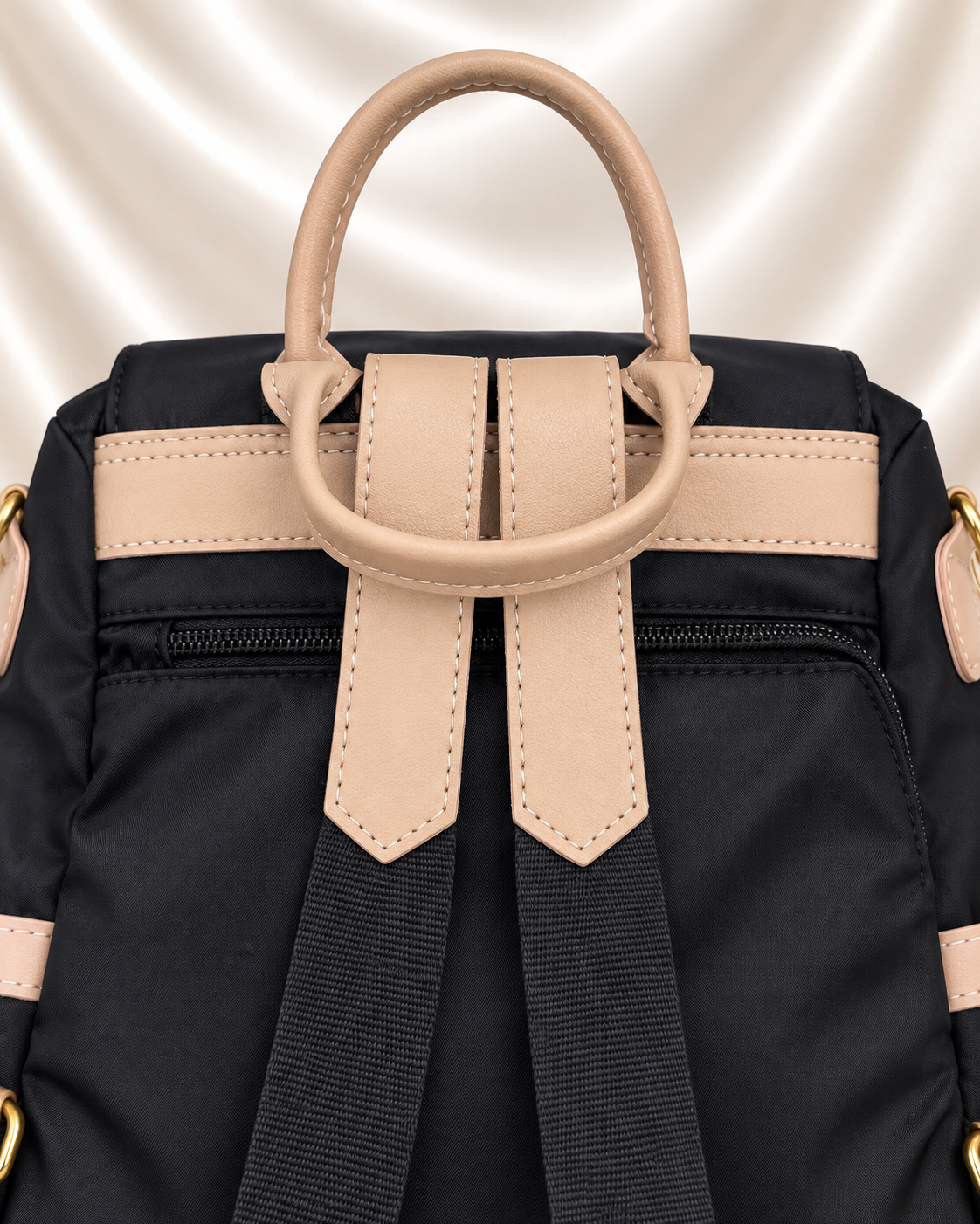 JINGPIN backpack rear handle and stitched trim detail