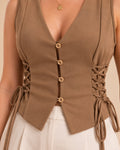 Lace-up tailored vest front view