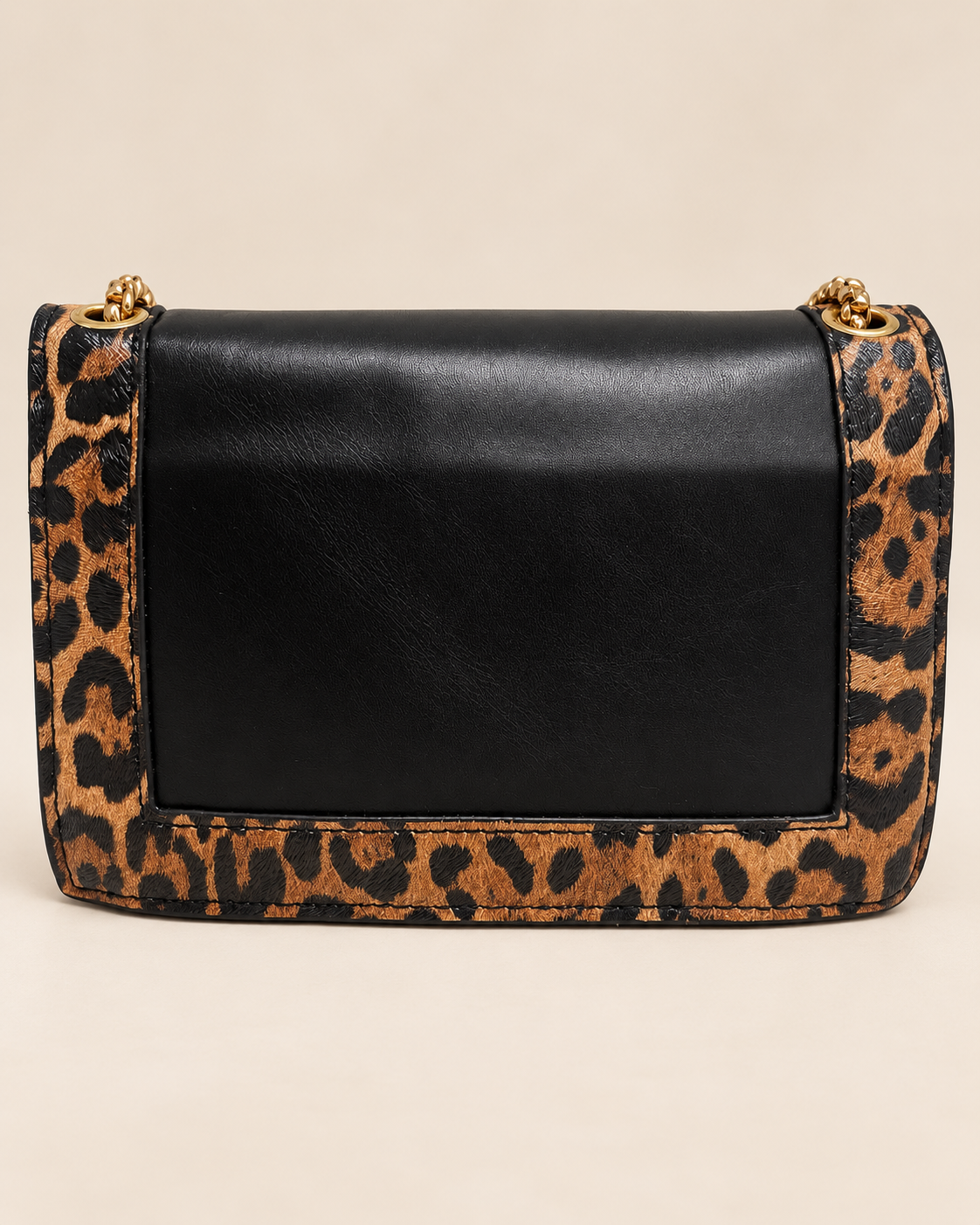Back panel and leopard trim detail
