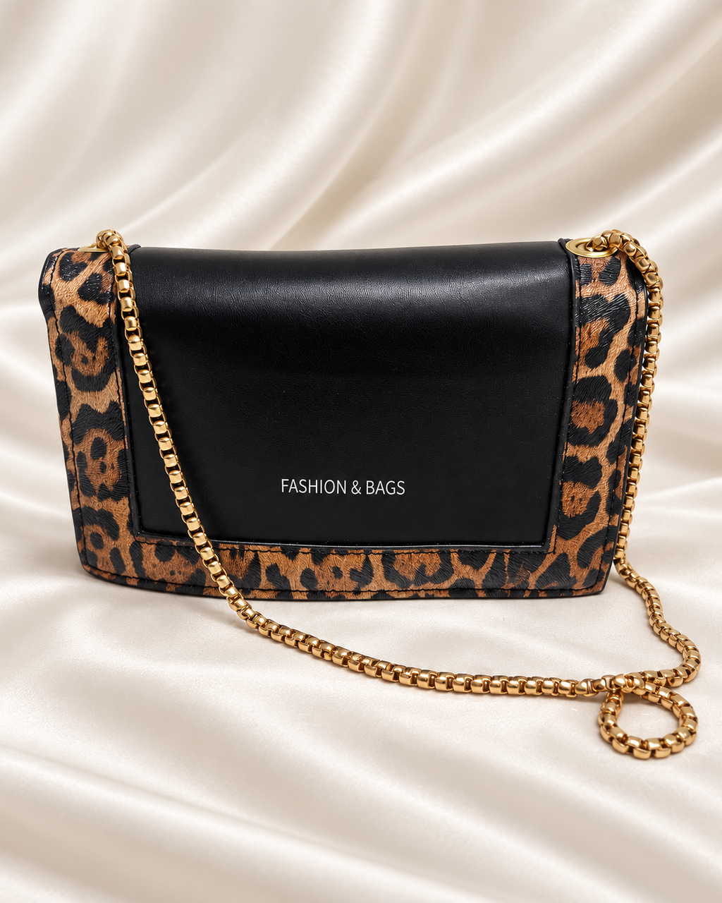 Leopard Black Chain Shoulder Bag
