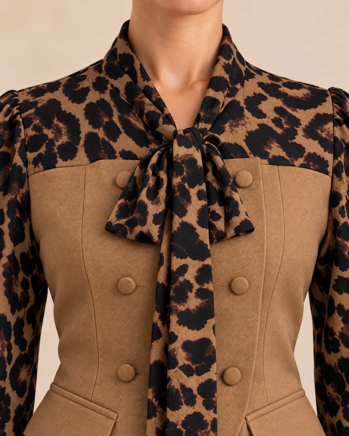 Leopard collar and bow detail