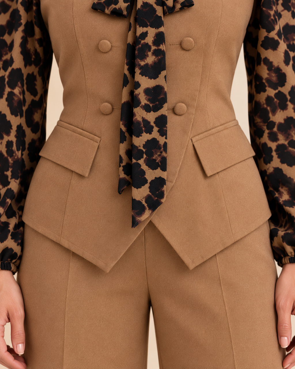 Tailored waist and flap pocket detail