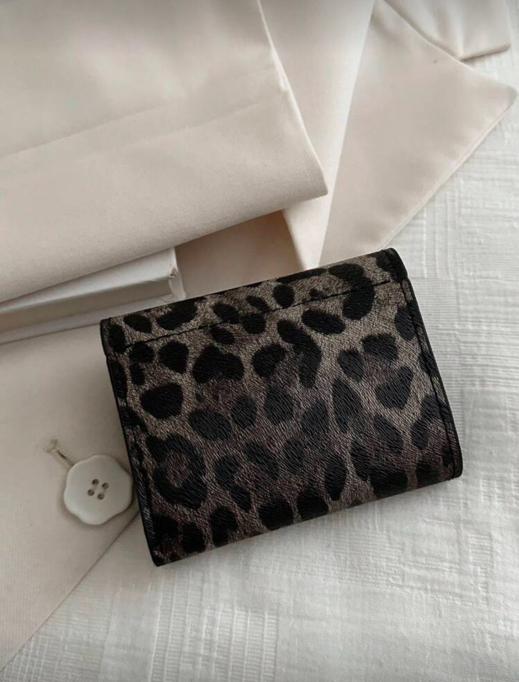 Leopard Print Compact Wallet back view