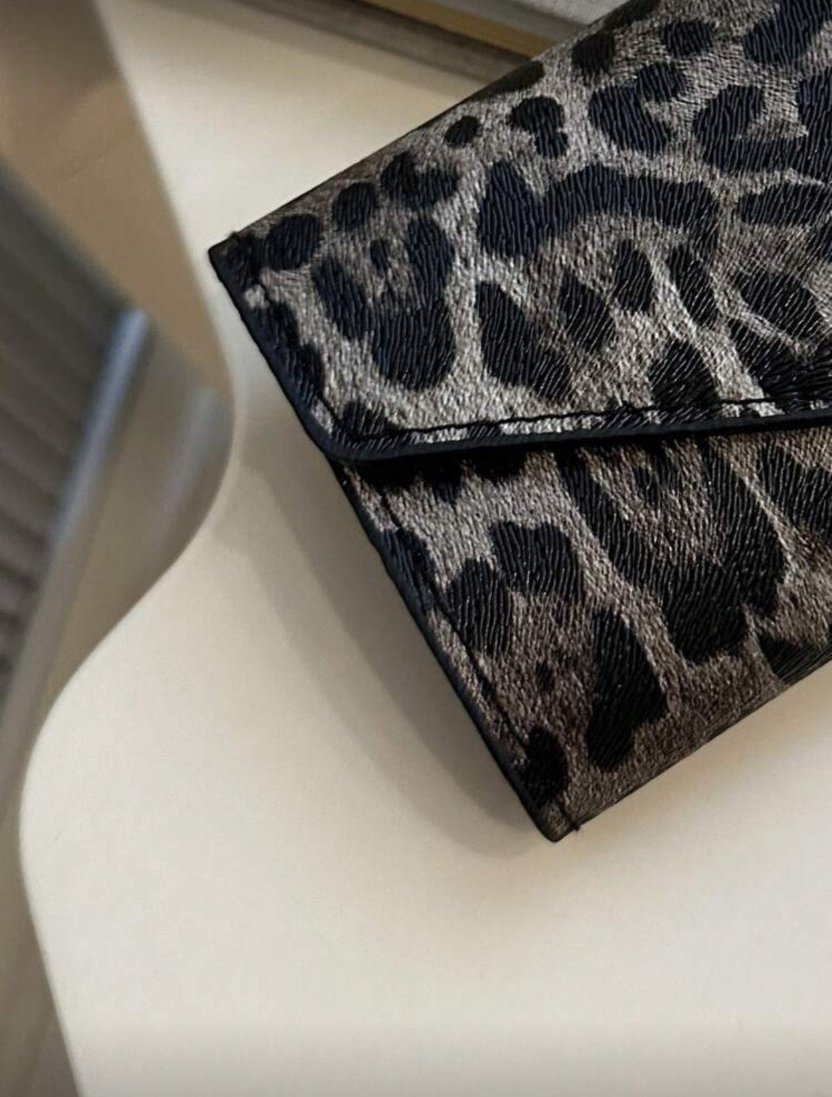 Leopard Print Compact Wallet texture detail