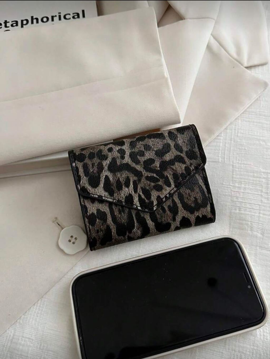 Leopard Print Compact Wallet lifestyle view