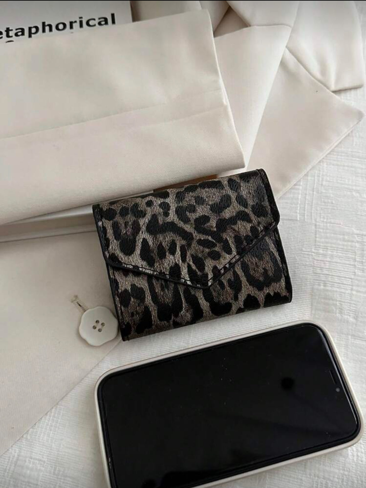 Leopard Print Compact Wallet lifestyle view
