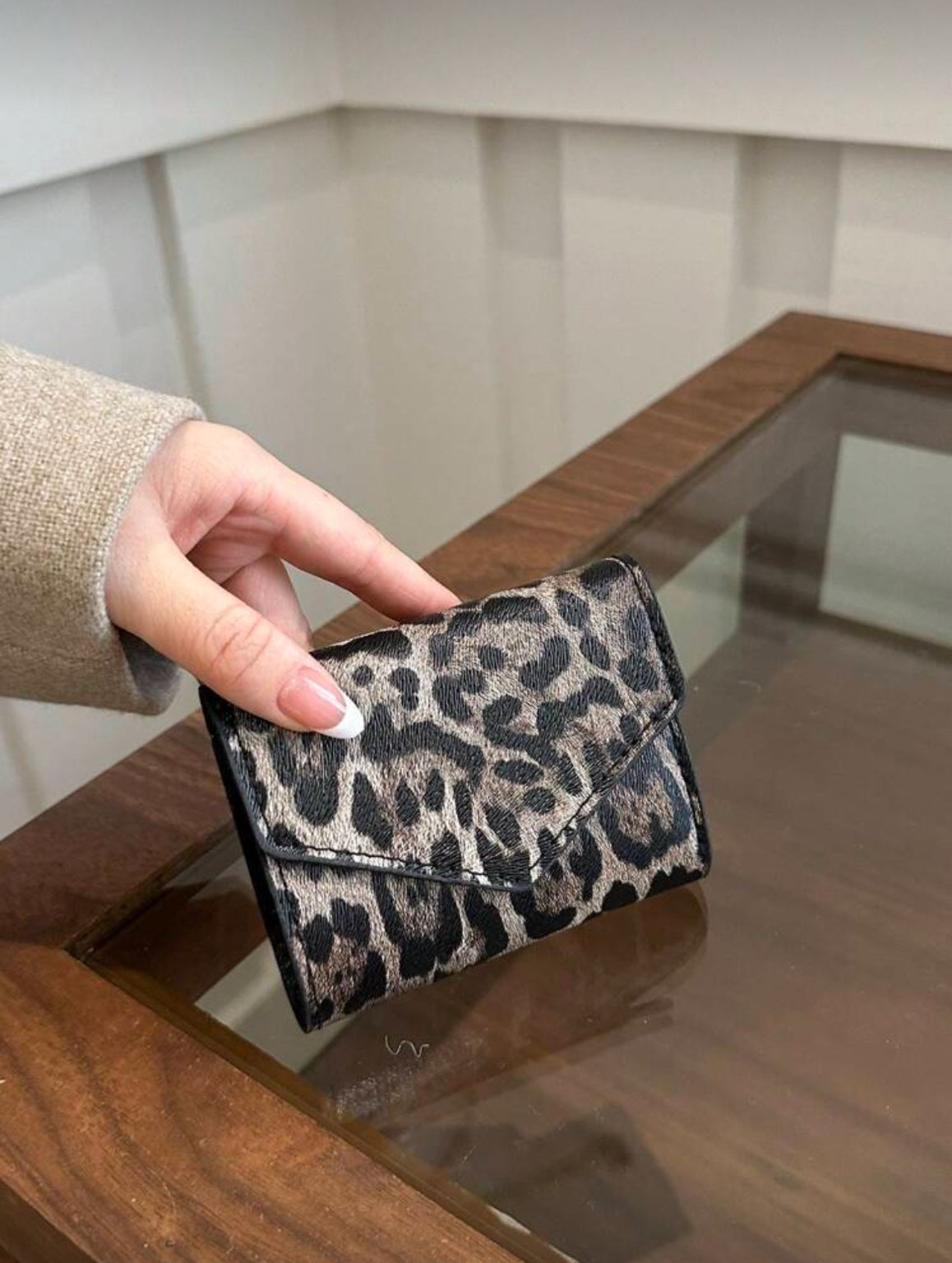 Leopard Print Compact Wallet size reference