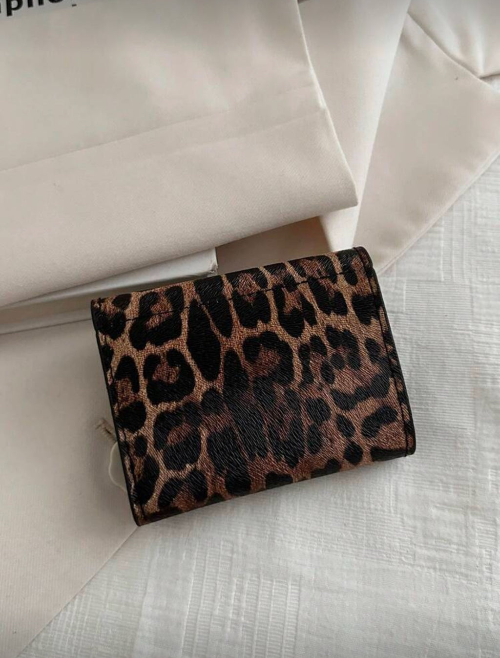 Leopard print envelope wallet back view