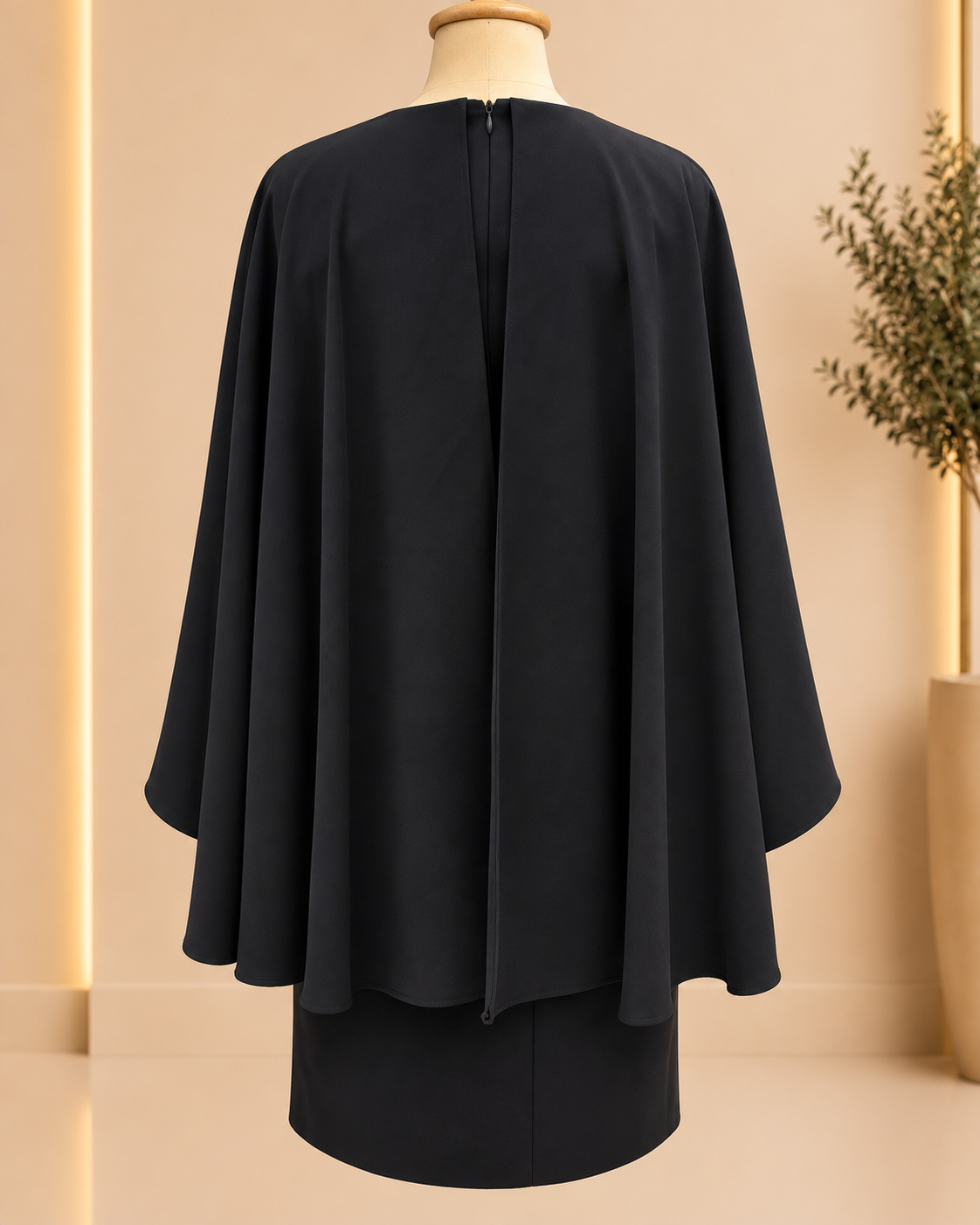Midnight Rose Cape Dress - Back Cape Construction