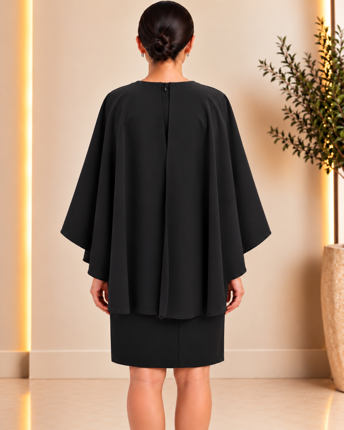 Midnight Rose Cape Dress - Back