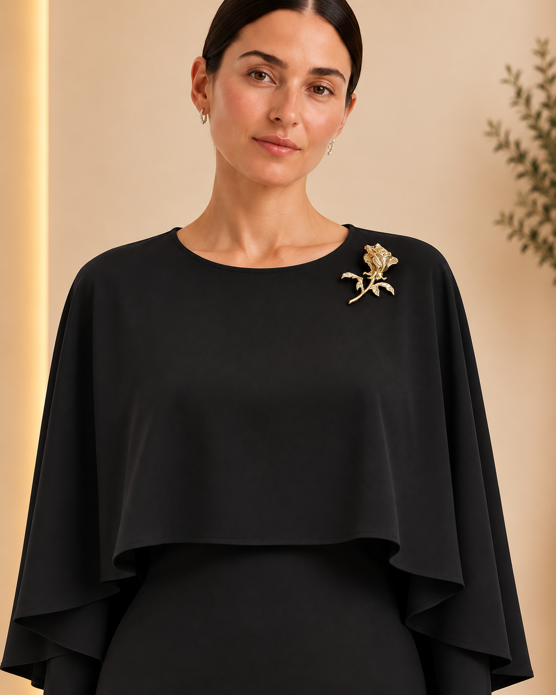 Midnight Rose Cape Dress - Neckline