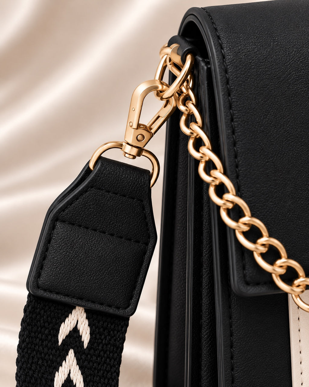 Gold hardware and strap detail