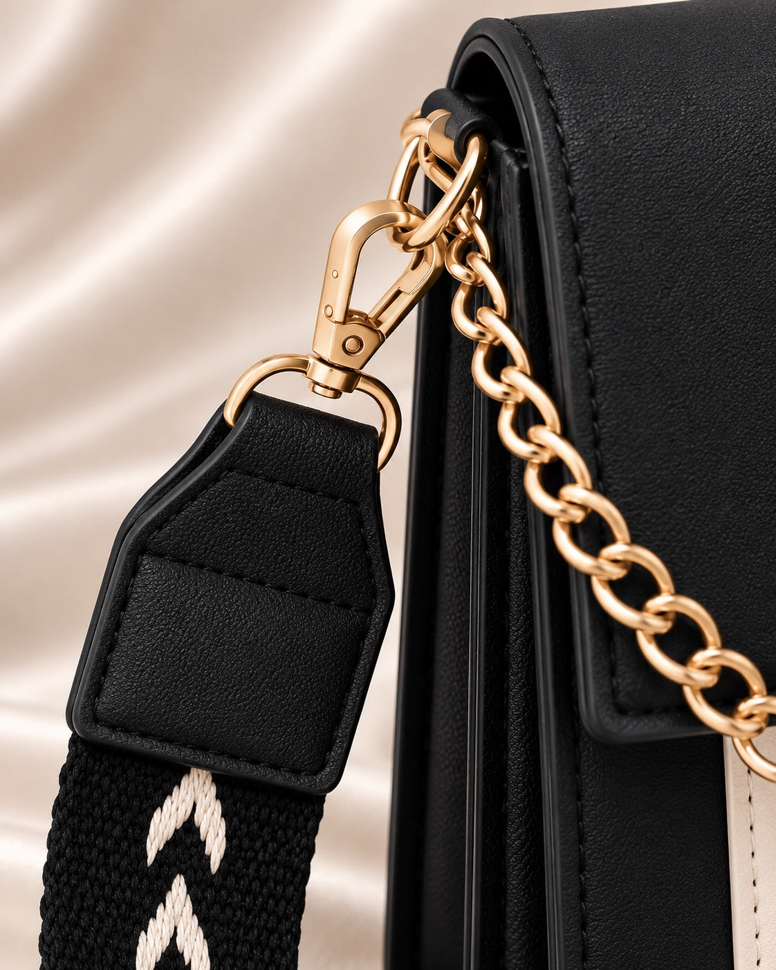 Gold hardware and strap detail