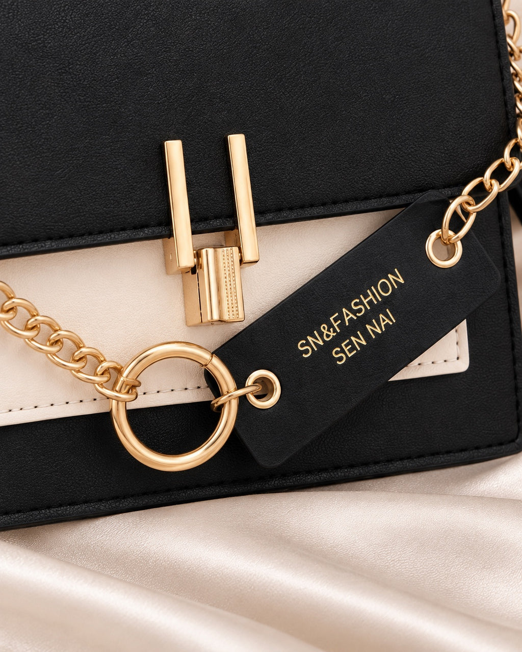 Front gold chain detail