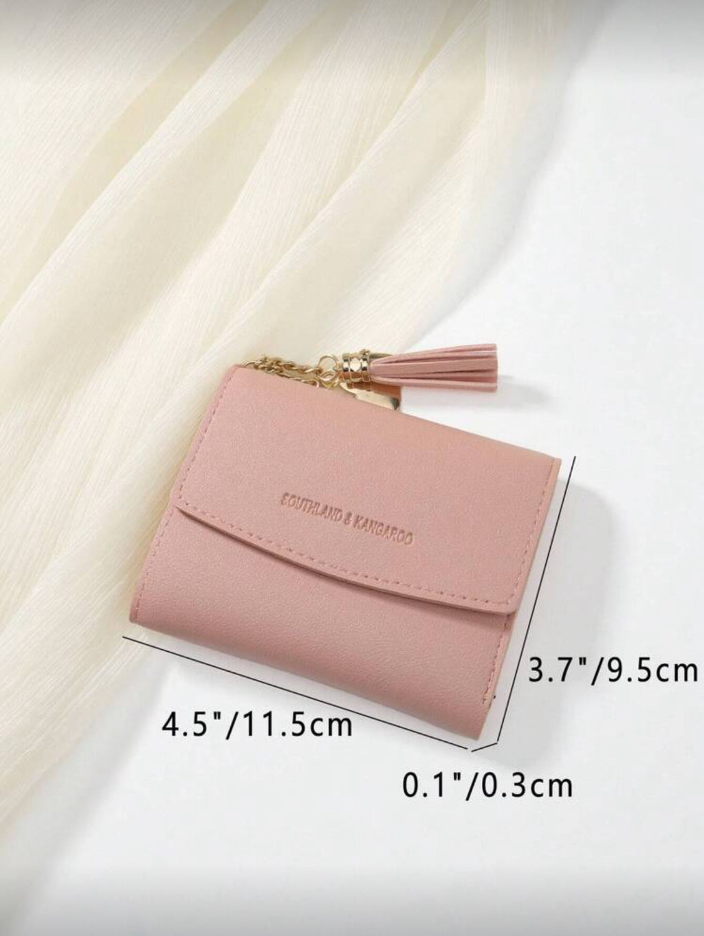 Pink compact wallet dimensions 11.5 by 9.5 by 0.3 cm