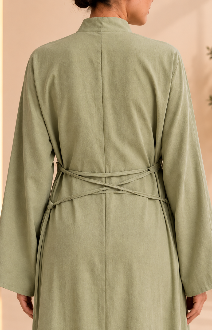 Sage Tie-Waist Long Tunic - back tie detail