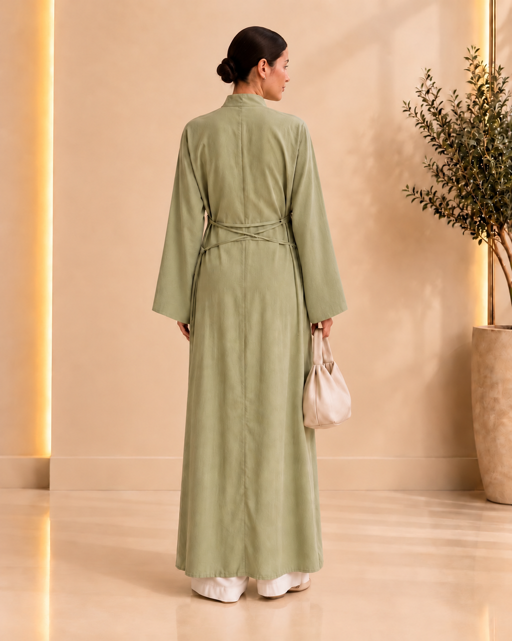 Sage Tie-Waist Long Tunic - back view