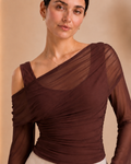 Asymmetric neckline and shoulder detail