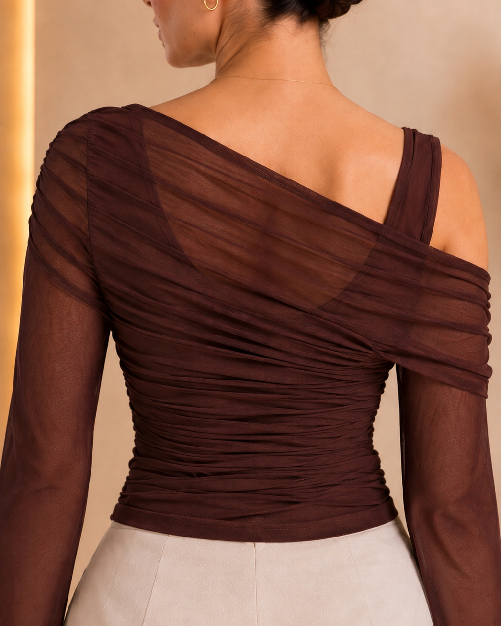Back ruching and drape detail