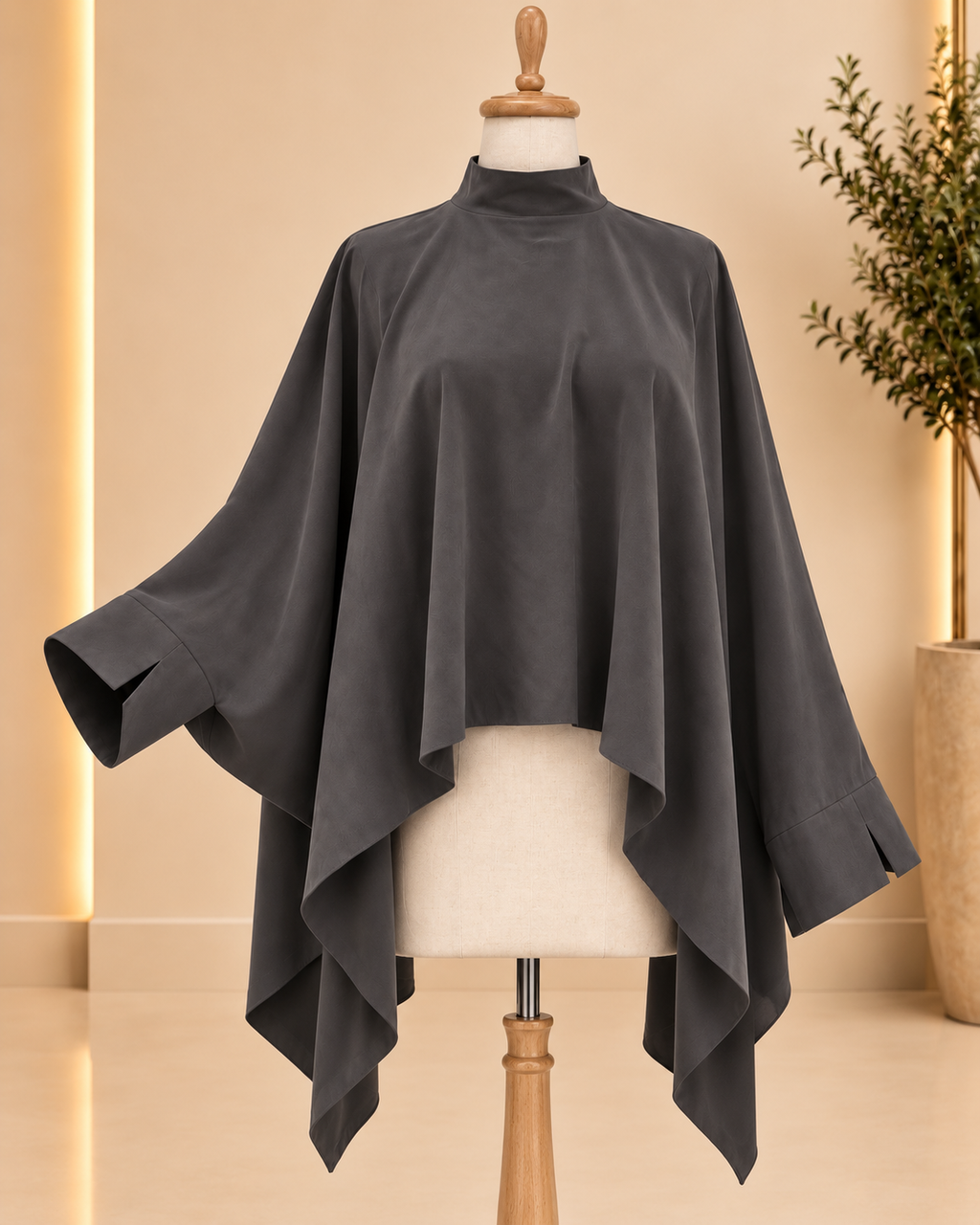 Wide sleeve and drape detail
