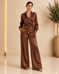 Chocolate satin set front view