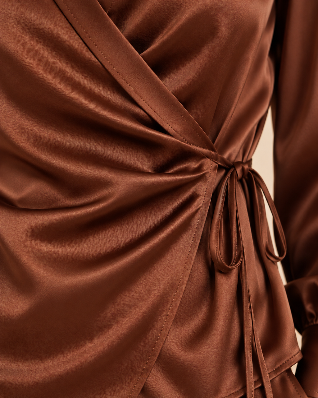 Chocolate satin set garment detail 2