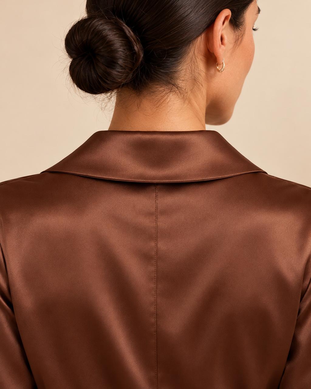Chocolate satin set garment detail 7