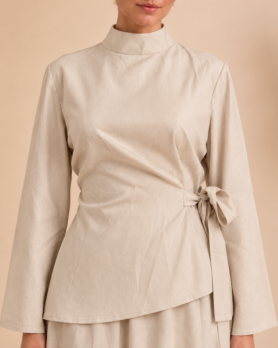 Ivory wrap top tie detail